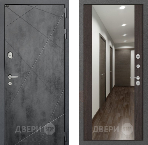 Входная металлическая Дверь Лабиринт (LABIRINT) Лофт Зеркало Максимум Венге в Краснознаменске