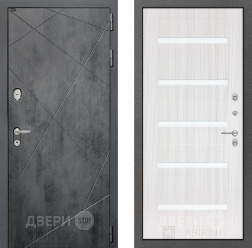 Входная металлическая Дверь Лабиринт (LABIRINT) Лофт 01 Сандал белый в Краснознаменске