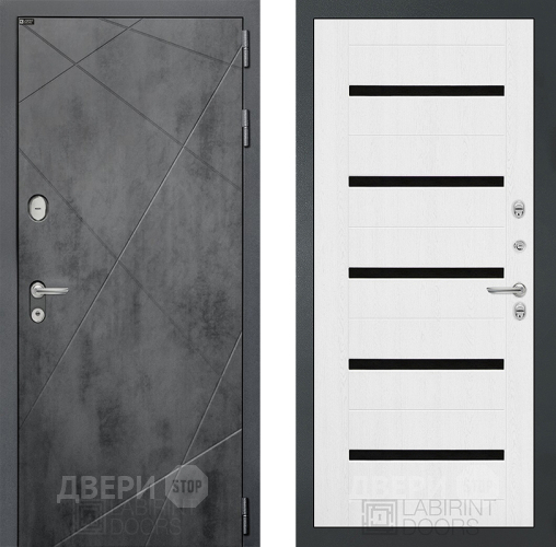 Входная металлическая Дверь Лабиринт (LABIRINT) Лофт 01 Белое дерево в Краснознаменске
