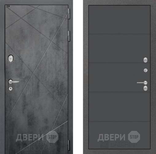 Входная металлическая Дверь Лабиринт (LABIRINT) Лофт 13 Графит софт в Краснознаменске