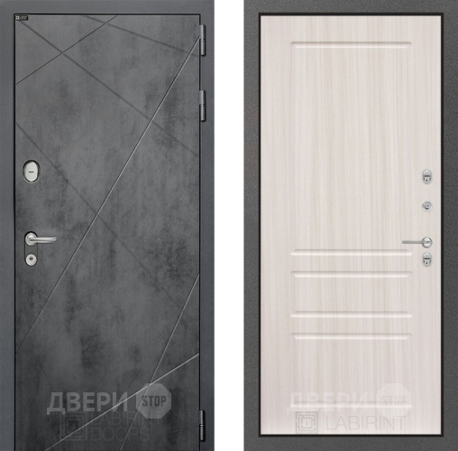 Входная металлическая Дверь Лабиринт (LABIRINT) Лофт 03 Сандал белый в Краснознаменске