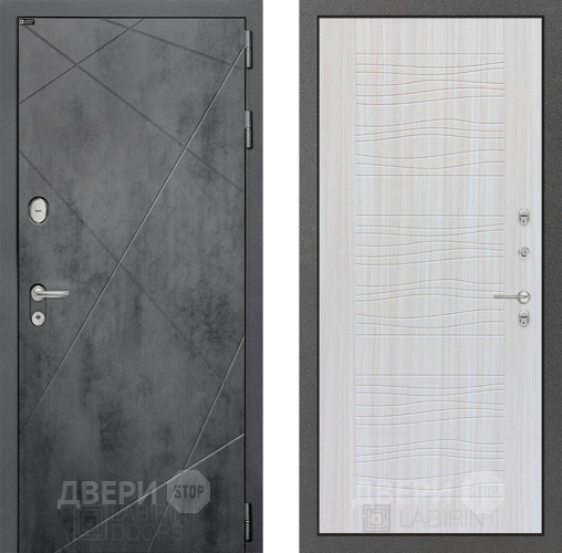 Входная металлическая Дверь Лабиринт (LABIRINT) Лофт 06 Сандал белый в Краснознаменске