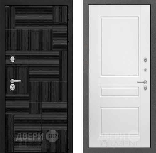 Входная металлическая Дверь Лабиринт (LABIRINT) Pazl 03 Белый софт в Краснознаменске
