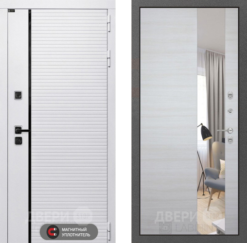 Входная металлическая Дверь Лабиринт (LABIRINT) Royal Зеркало Акация светлая в Краснознаменске