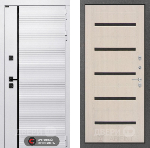 Входная металлическая Дверь Лабиринт (LABIRINT) Royal 01 Беленый дуб в Краснознаменске