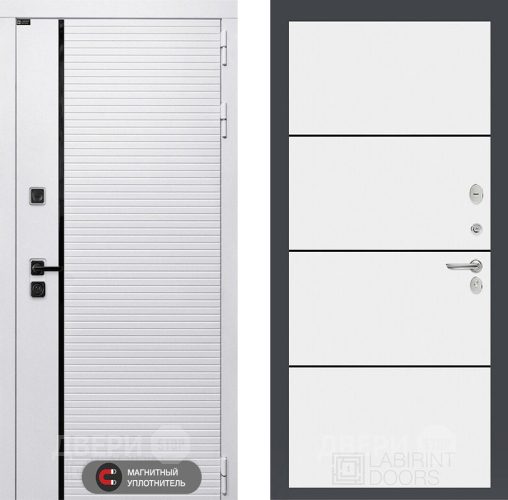 Входная металлическая Дверь Лабиринт (LABIRINT) Royal 25 Белый софт в Краснознаменске