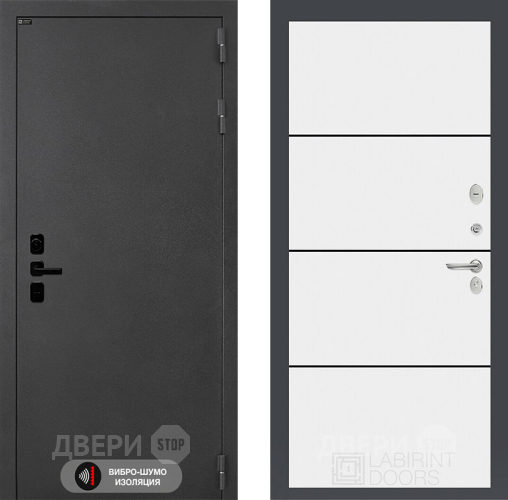 Входная металлическая Дверь Лабиринт (LABIRINT) Acustic 25 Белый софт в Краснознаменске
