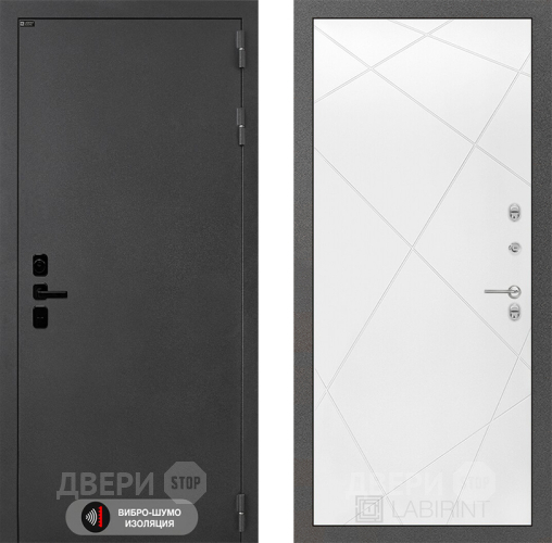 Входная металлическая Дверь Лабиринт (LABIRINT) Acustic 24 Белый софт в Краснознаменске