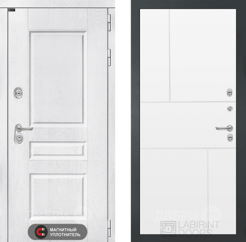 Входная металлическая Дверь Лабиринт (LABIRINT) Versal 21 Белый софт в Краснознаменске