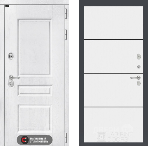 Входная металлическая Дверь Лабиринт (LABIRINT) Versal 25 Белый софт в Краснознаменске
