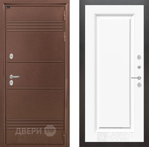 Входная металлическая Дверь Лабиринт (LABIRINT) Термо Лайт 27 Белый (RAL-9003) в Краснознаменске