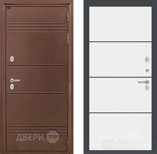 Входная металлическая Дверь Лабиринт (LABIRINT) Термо Лайт 25 Белый софт в Краснознаменске