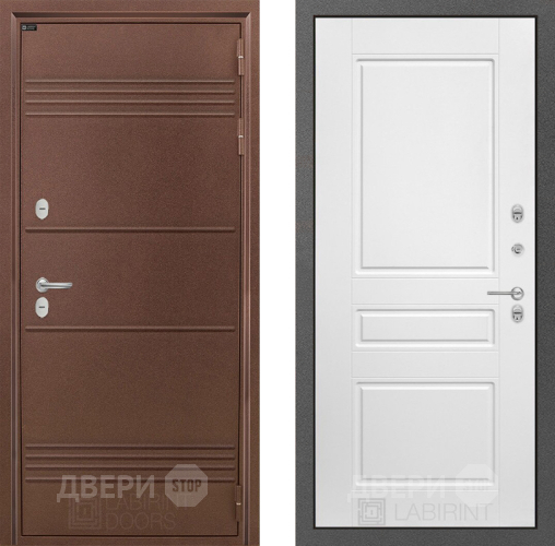 Входная металлическая Дверь Лабиринт (LABIRINT) Термо Лайт 03 Белый софт в Краснознаменске