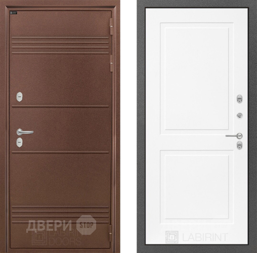 Входная металлическая Дверь Лабиринт (LABIRINT) Термо Лайт 11 Белый софт в Краснознаменске