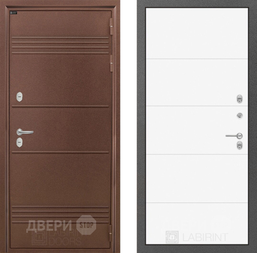 Входная металлическая Дверь Лабиринт (LABIRINT) Термо Лайт 13 Белый софт в Краснознаменске