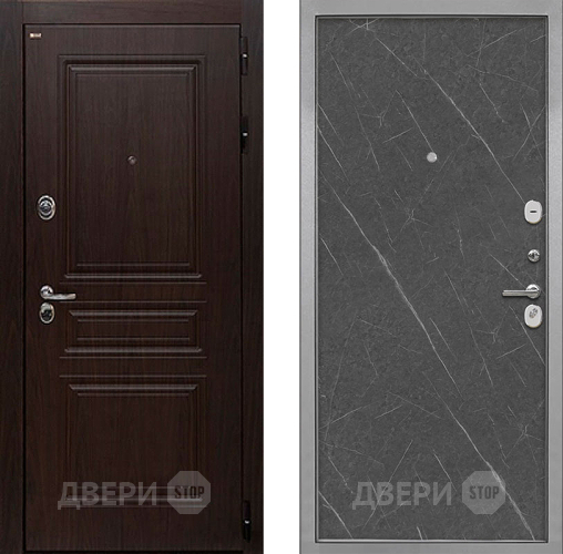 Входная металлическая Дверь Интекрон (INTECRON) Брайтон Тиковое Дерево Гладкая Гранит лава оникс в Краснознаменске