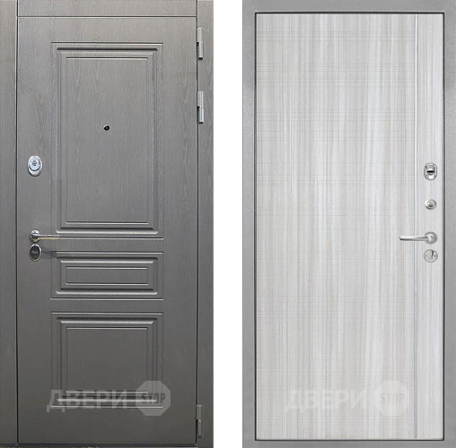 Входная металлическая Дверь Интекрон (INTECRON) Брайтон Графит В-07 с молдингом Сандал белый в Краснознаменске