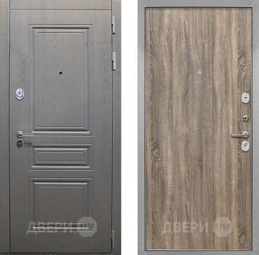 Входная металлическая Дверь Интекрон (INTECRON) Брайтон Графит Гладкая Дуб турин в Краснознаменске