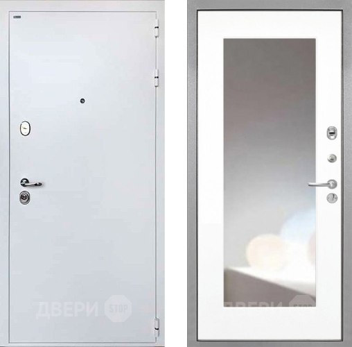 Входная металлическая Дверь Интекрон (INTECRON) Колизей White ФЛЗ-120-М Зеркало Белый матовый в Краснознаменске