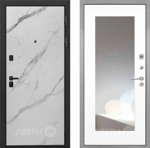 Дверь Интекрон (INTECRON) Профит Black Мрамор Арктик ФЛЗ-120-М Зеркало Белый матовый в Краснознаменске
