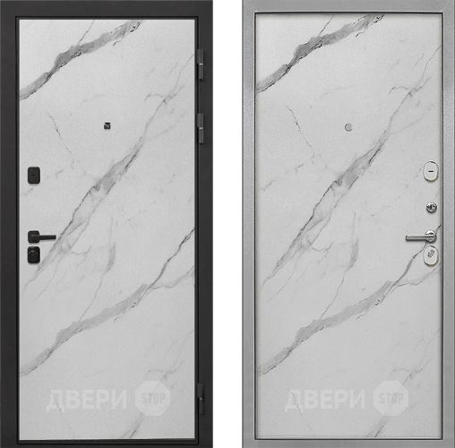 Входная металлическая Дверь Интекрон (INTECRON) Профит Black Мрамор Арктик Гладкая Мрамор натуральный арктик в Краснознаменске