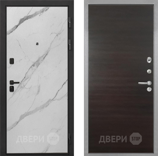 Входная металлическая Дверь Интекрон (INTECRON) Профит Black Мрамор Арктик Гладкая Эковенге поперечный в Краснознаменске