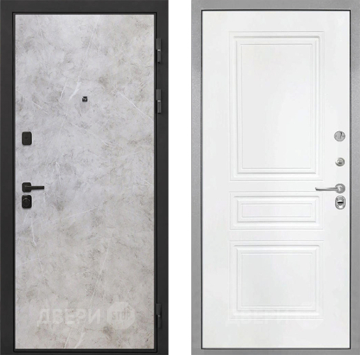 Входная металлическая Дверь Интекрон (INTECRON) Профит Black Мрамор Светлый ФЛ-243 Белый матовый в Краснознаменске