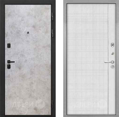 Входная металлическая Дверь Интекрон (INTECRON) Профит Black Мрамор Светлый В-07 с молдингом Лофт белый в Краснознаменске