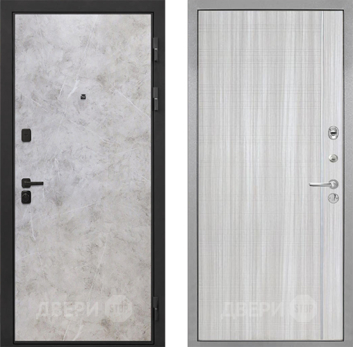 Входная металлическая Дверь Интекрон (INTECRON) Профит Black Мрамор Светлый В-07 с молдингом Сандал белый в Краснознаменске