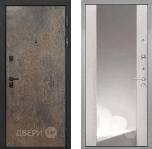Входная металлическая Дверь Интекрон (INTECRON) Профит Black Гранж ФЛЗ-516 Зеркало Сосна белая в Краснознаменске
