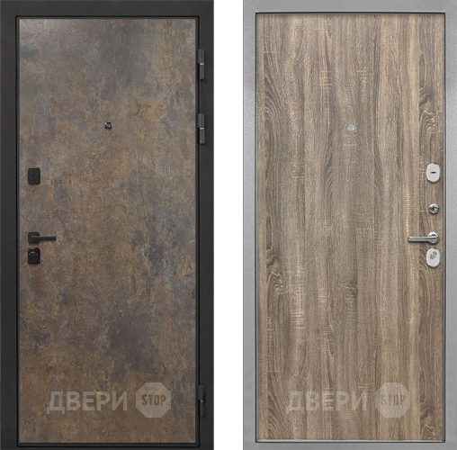 Входная металлическая Дверь Интекрон (INTECRON) Профит Black Гранж Гладкая Дуб турин в Краснознаменске