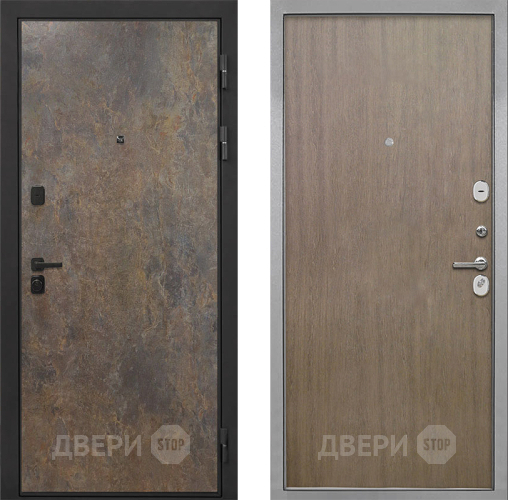 Входная металлическая Дверь Интекрон (INTECRON) Профит Black Гранж Гладкая шпон Венге коричневый в Краснознаменске