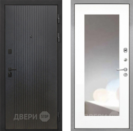 Входная металлическая Дверь Интекрон (INTECRON) Профит Black ФЛ-295 ФЛЗ-120-М Зеркало Белый матовый в Краснознаменске