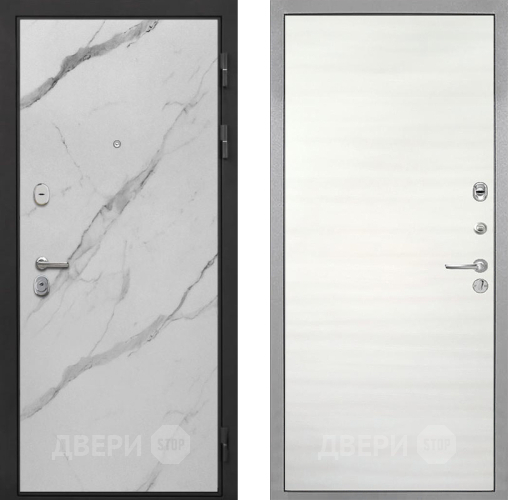 Входная металлическая Дверь Интекрон (INTECRON) Гектор Мрамор Арктик Гладкая Дуб сильвер поперечный в Краснознаменске