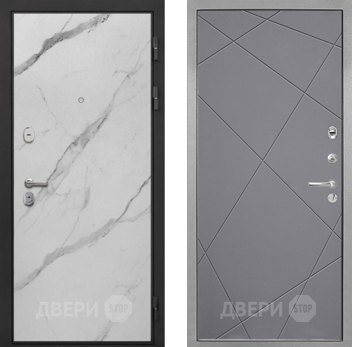 Входная металлическая Дверь Интекрон (INTECRON) Гектор Мрамор Арктик Лучи-М Графит софт в Краснознаменске
