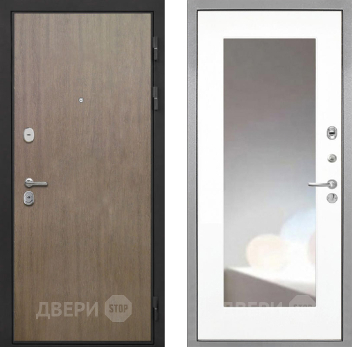 Входная металлическая Дверь Интекрон (INTECRON) Гектор Венге Коричневый ФЛЗ-120-М Зеркало Белый матовый в Краснознаменске