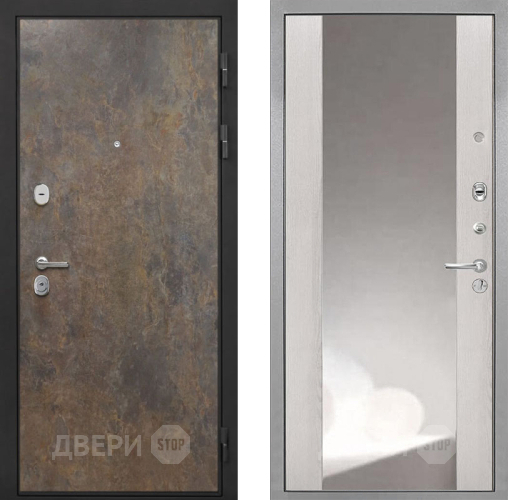 Входная металлическая Дверь Интекрон (INTECRON) Гектор Гранж ФЛЗ-516 Зеркало Сосна белая в Краснознаменске