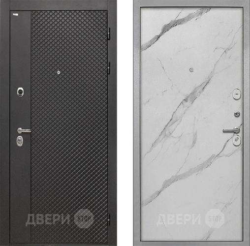 Входная металлическая Дверь Интекрон (INTECRON) Олимпия Black 4К Гладкая Мрамор натуральный арктик в Краснознаменске