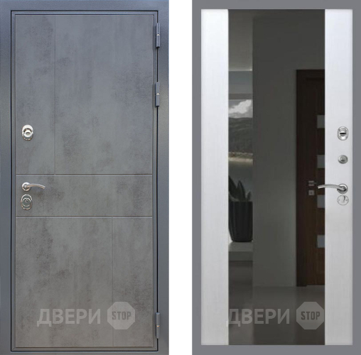 Входная металлическая Дверь Рекс (REX) ФЛ-290 СБ-16 Зеркало Белый ясень в Краснознаменске