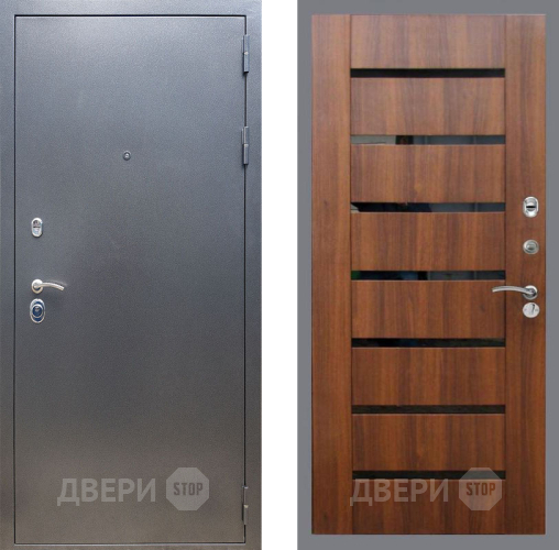 Входная металлическая Дверь Рекс (REX) 11 СБ-14 стекло черное Орех бренди в Краснознаменске
