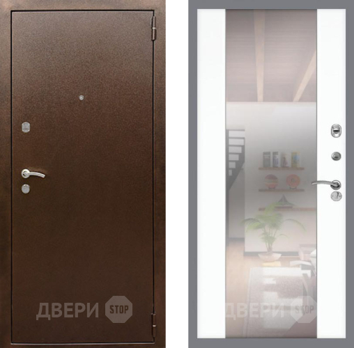 Дверь Рекс (REX) 1А Медный Антик СБ-16 Зеркало Силк Сноу в Краснознаменске
