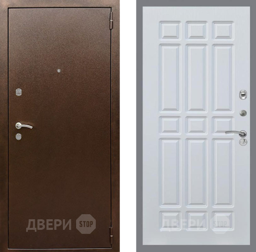 Входная металлическая Дверь Рекс (REX) 1А Медный Антик FL-33 Белый ясень в Краснознаменске