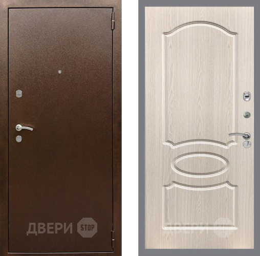 Входная металлическая Дверь Рекс (REX) 1А Медный Антик FL-128 Беленый дуб в Краснознаменске