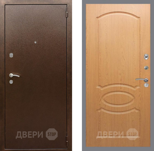 Входная металлическая Дверь Рекс (REX) 1А Медный Антик FL-128 Дуб в Краснознаменске
