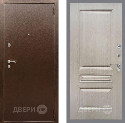 Входная металлическая Дверь Рекс (REX) 1А Медный Антик FL-243 Беленый дуб в Краснознаменске