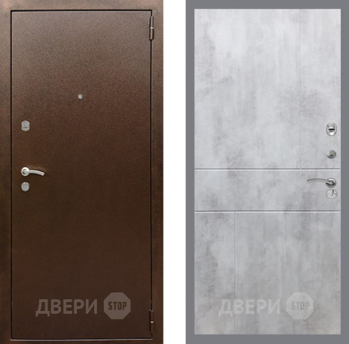 Входная металлическая Дверь Рекс (REX) 1А Медный Антик FL-290 Бетон светлый в Краснознаменске
