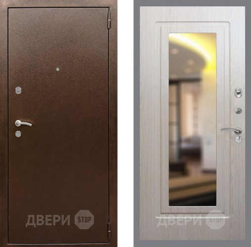 Входная металлическая Дверь Рекс (REX) 1А Медный Антик FLZ-120 Беленый дуб в Краснознаменске