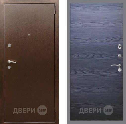 Входная металлическая Дверь Рекс (REX) 1А Медный Антик GL Дуб тангенальный черный в Краснознаменске