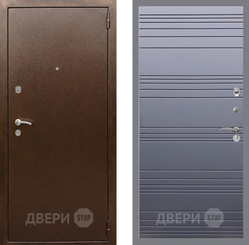 Входная металлическая Дверь Рекс (REX) 1А Медный Антик Line Силк титан в Краснознаменске
