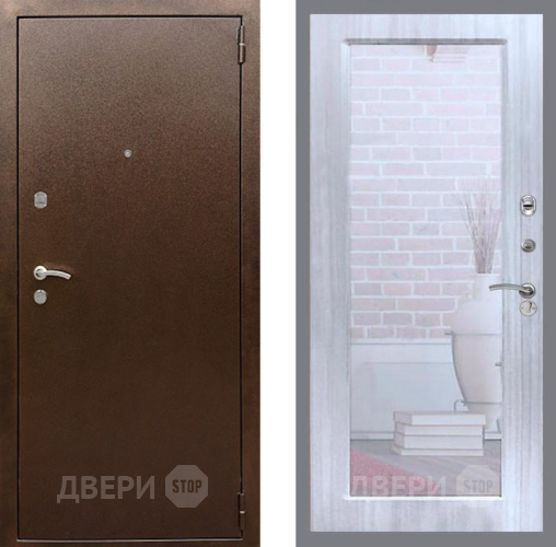 Входная металлическая Дверь Рекс (REX) 1А Медный Антик Зеркало Пастораль Сандал белый в Краснознаменске